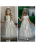 Champagne Lace Tulle Ankle Length Boho Flower Girl Dress